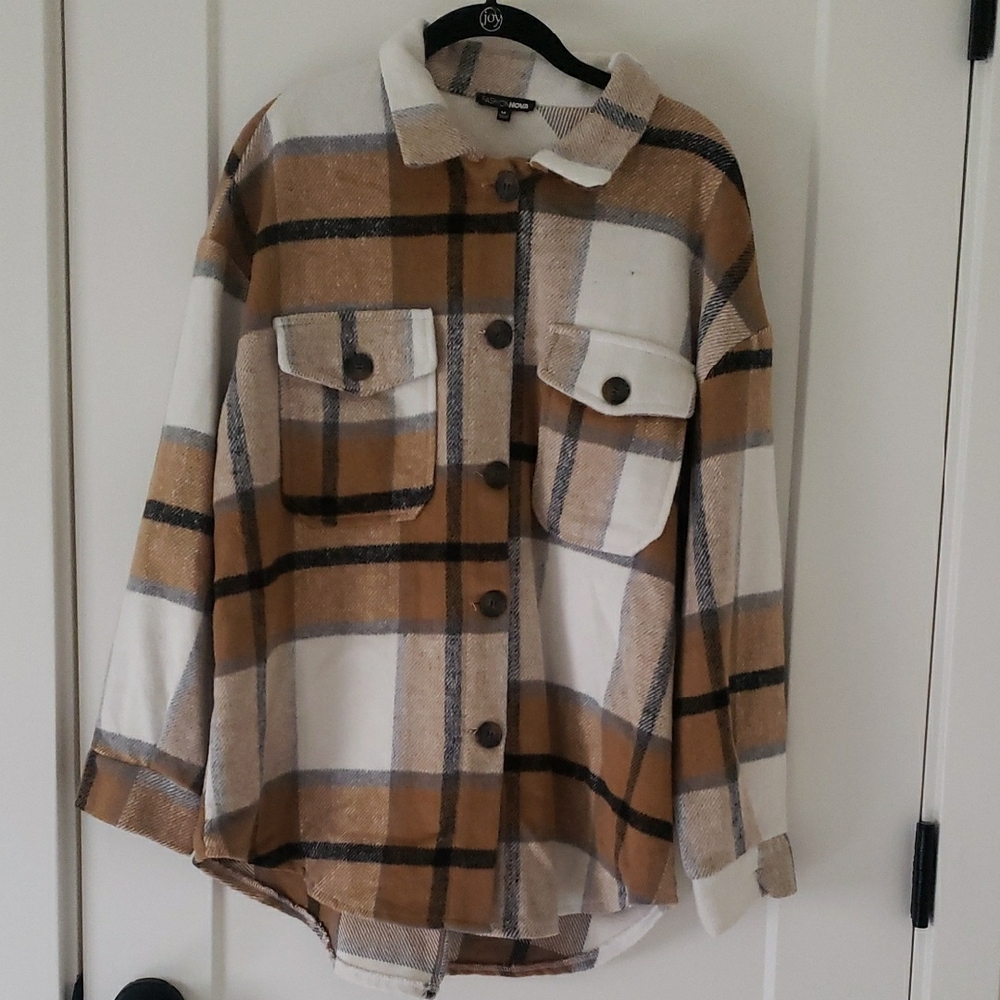 Fashion Nova Plaid Button-Up Shirt Jacket